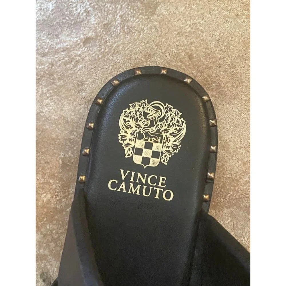 Vince Camuto Women's Black Leather Sandals Size 9m Casual Slip ons Open Toe Wear - Picture 6 of 12